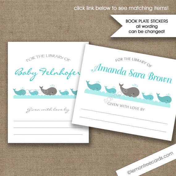 whales book plate labels whale bookplates whale baby shower etsy bookplate labels