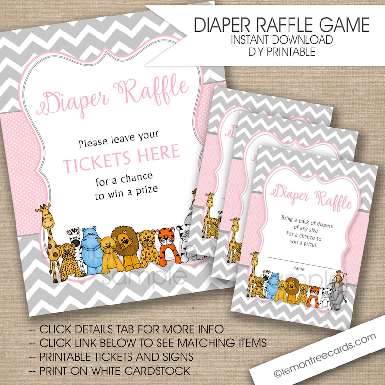 Free Printable Jungle Diaper Raffle Tickets