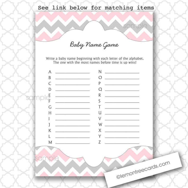 A Z Baby Name Game Girl Baby Shower Game Instant Download Etsy A Z Baby Name Game Girl Baby Shower Game Instant Download Etsy