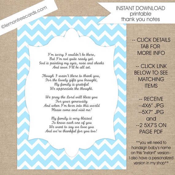 Baby Shower Thank You Poem Notes 
