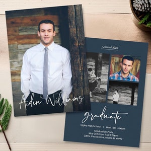 Graduation Announcement, Graduation Invitation, Photo Graduation Announcement, Graduation Party, Printable Graduation Announcement - Aiden