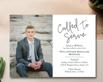 LDS Missionary, Missionary Farewell invitation, Modern Photo DIY digital announcement, invite, Sister, Elder, Printable: Spencer/Sarah