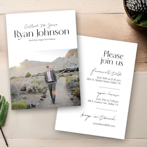 Convite de despedida de missionário SUD, Convite de despedida de missionário, Volta ao lar, Convite de despedida, PARA IMPRIMIR, Chamado para servir - Ryan Johnson