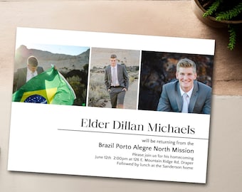 LDS Missionary homecoming invitation, farewell, missionary homecoming invite,  LDS Missionary photo card, personalized: PRINTABLE - Dillan