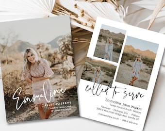 LDS Missionary Farewell invitation, Missionary invite, Missionary invitation, photo, Sister missionary, card: PRINTABLE  |  Emmaline
