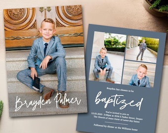 Boy LDS Baptism invitation, baptism invite, girl, boy baptism invitation, photo baptism invitation: PRINTABLE  |  Brayden baptism invite