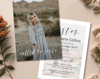 LDS Missionary Farewell invitation, Missionary, invite, Homecoming, invitation, photo, Sister missionary, card: PRINTABLE  |  Lexi