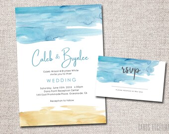 Beach Theme Wedding Invitations Etsy