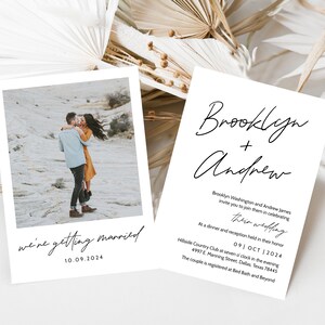 Faire-part de mariage avec photo | faire-part de mariage minimaliste |  imprimable - Brooklyn et Andrew