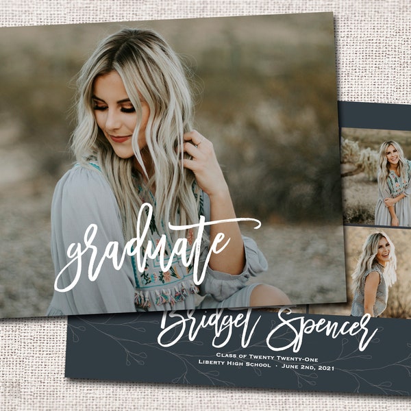 Graduation Announcement, Graduation Invitation, 2021, Modern Graduation Invitation, party, Grad Announcement, Invite:  PRINTABLE  |  Bridget