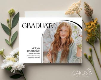 Graduation Announcement, Graduation Invitation, 2025, Modern Graduation Invitation, party, Grad Announcement, Invite: PRINTABLE  |  Victoria