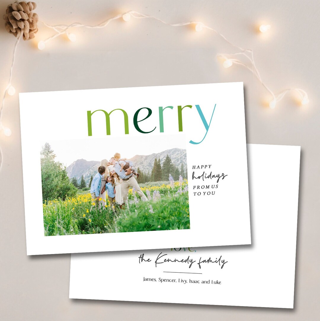Photo Christmas Card Custom Holiday Card 2023 Modern Etsy Christmas Card Custom