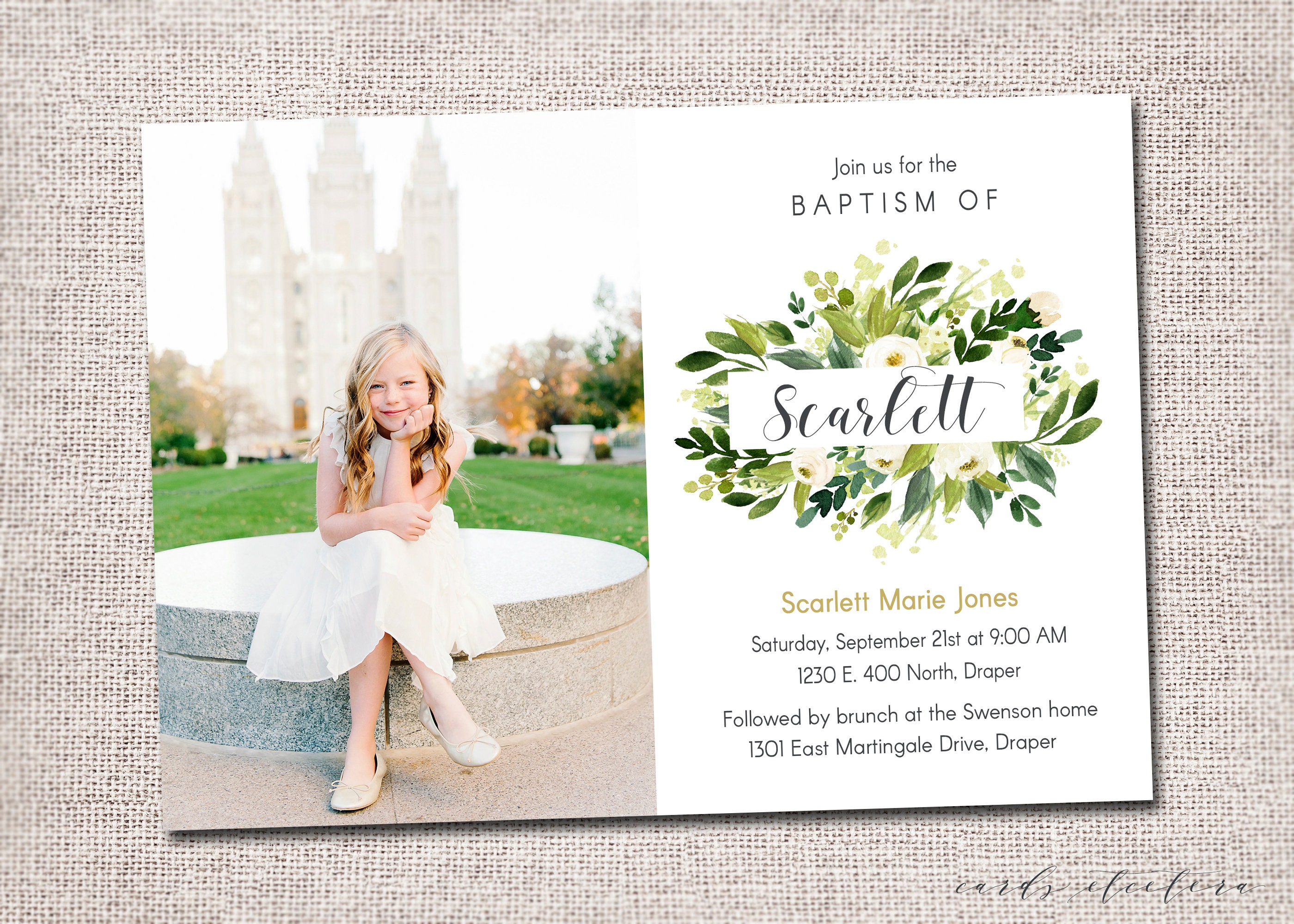 LDS Baptism Invitation Modern Baptism Invitation Girl Etsy