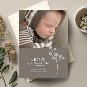 Carte photo avec photo pour faire-part de naissance, faire-part photo, faire-part de naissance, fille, garçon, faire-part de naissance, moderne, IMPRIMABLE |  Jacques