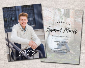 Graduation Announcement, Graduation Invitation, Photo Graduation Announcement, Graduation Party, Printable Graduation Announcement - Samuel