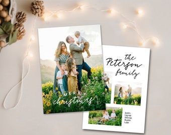 Photo Christmas Card, Custom Holiday Card, 2023 Modern Christmas Card Digital Download with Photos - 5x7 Printable  |  Peterson