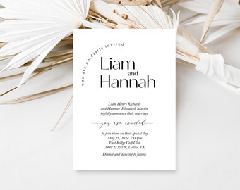 Wedding Invitation, Photo wedding invitation, wedding invites, photo wedding invitations, temple wedding, LDS: PRINTABLE - Liam and Hannah