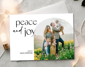 Christmas card, Photo Christmas card, Holiday Card, Printable Christmas card, Modern Christmas card: PRINTABLE - Peace and Joy