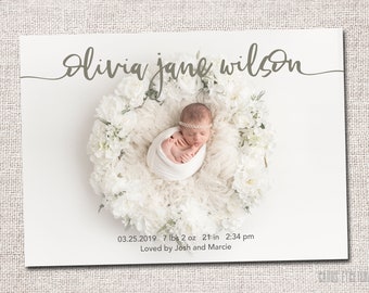 Birth announcement photo card, photo birth announcement, birth announcement, boy, birth announcement, modern, PRINTABLE | Olivia