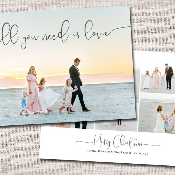 Christmas card, Photo Christmas card, Holiday Card, Christmas card, Modern Christmas card, collage: PRINTABLE - All You Need is Love