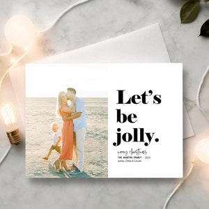 Tarjeta navideña, Tarjeta navideña con foto, Tarjeta navideña, Tarjeta navideña familiar DIY con imágenes, Moderna,: IMPRIMIBLE - Let's Be Jolly