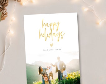 Photo Christmas Card, Holiday Card, picture, photo card, modern, Christmas card, diy, custom: PRINTABLE - Happy Holidays Heart