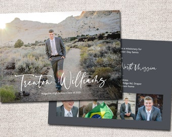 Graduation Announcement, LDS Missionary Farewell, Graduation Invitation, Photo, Missionary/Graduation: PRINTABLE  |  Missionary/Grad Trenton