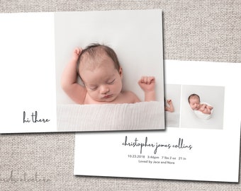 Birth announcement card, girl, boy, baby, birth announcements,  photo birth announcement, modern, cards, printable | Hi There, I'm New Here