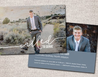 LDS Missionary, Missionary farewell invitation, Elder, Printable (Called to Serve Missionary farewell invitation 2 sided)