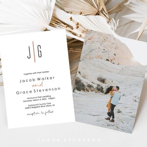 Invito di nozze / set di inviti di nozze moderni e minimalisti / semplici, stampabili - Jacob e Grace