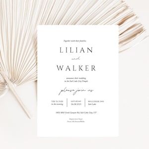 Huwelijksuitnodiging, fotohuwelijksuitnodiging, bruiloftuitnodigingen, fotohuwelijksuitnodigingen, tempelhuwelijk: AFDRUKBAAR - Lilian en Walker