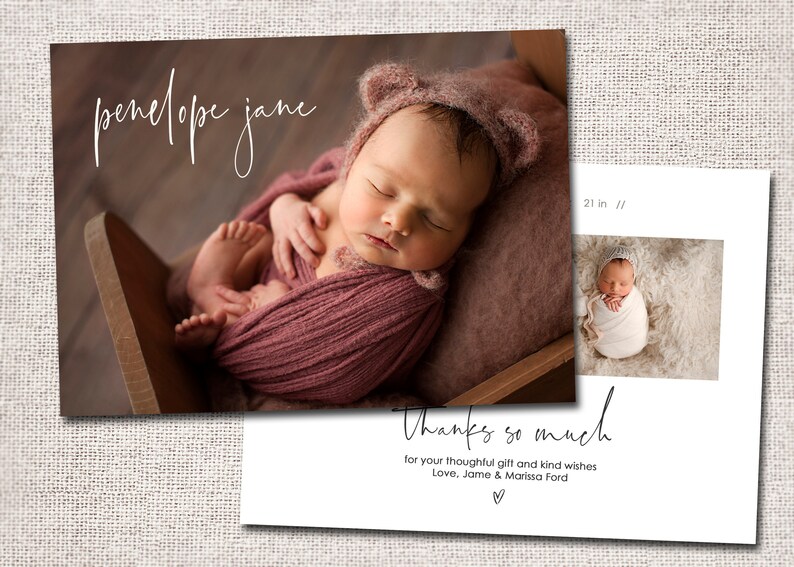 Birth announcement card baby girl announcement baby Etsy