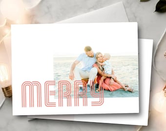 Photo Christmas Card, Custom Holiday Card, 2023 Modern Christmas Card Digital Download with Photos - 5x7 Printable  |  Merry