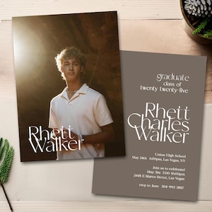 Graduation Announcement, Graduation Invitation, Photo Graduation Announcement, Graduation Party, Printable Graduation Announcement - Rhett