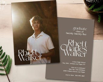 Graduation Announcement, Graduation Invitation, Photo Graduation Announcement, Graduation Party, Printable Graduation Announcement - Rhett