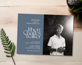 Graduation Announcement, Graduation Invitation, Photo Graduation Announcement, Graduation Party, Printable Graduation Announcement - Rhett