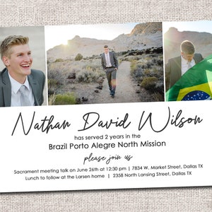Homecoming-uitnodiging LDS Missionary, Homecoming-uitnodiging missionaris, Homecoming Missionary LDS-Missionary: AFDRUKBAAR - Nathan