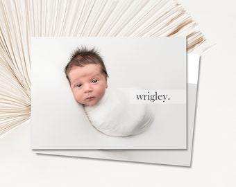 Birth announcement card with photo | Custom, modern baby boy, baby girl digital birth announcement with picture | Printable | Ginger