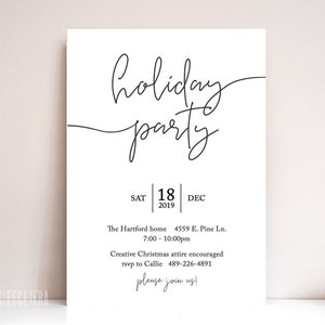 Convite para festa de Natal, Convite para festa de fim de ano, Convite para festa, Moderno, Convite, Convites para festa de Natal - Cursivo para festa de fim de ano