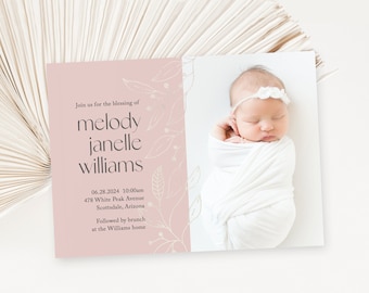 LDS Blessing/Christening/Confirmation/Baptism invitation card with photo, Personalized invite with pictures, diy digital card  |  Melody