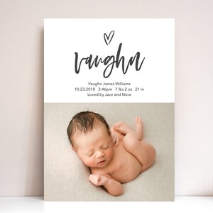 Faire-part de naissance photo, faire-part photo, faire-part de naissance, garçon, faire-part de naissance, moderne, IMPRIMABLE |  Vaughn
