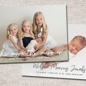 Faire-part de naissance de Noël, carte de vœux, faire-part de naissance, carte de Noël de bébé, IMPRIMABLE - Plus on est joyeux