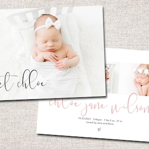 Faire-part de naissance, photo de naissance, bébé, carte de remerciement, fille, garçon, faire-part de naissance, moderne, IMPRIMABLE |  Rendez-vous
