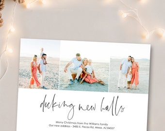 Photo Christmas Card, New Address Card, We've Moved, New Home, Holiday: PRINTABLE - We're Decking New Halls, We've Moved Christmas card