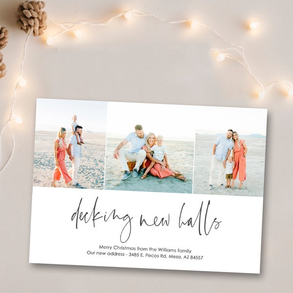 Photo Christmas Card, New Address Card, We've Moved, New Home, Holiday: PRINTABLE - We're Decking New Halls, We've Moved Christmas card