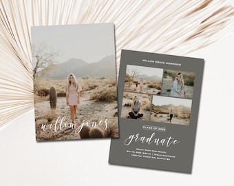 Graduation Announcement, Graduation Invitation, Modern Graduation Invitation,  party, Printable Graduation:  PRINTABLE  |  Willow vertical