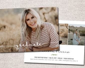 Graduation Announcement, Graduation Invitation, Photo Graduation Announcement, 2022, Printable Graduation Announcement (graduate 2 sided)