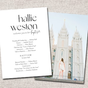 LDS girl baptism program |  printable digital program with photo -Hallie