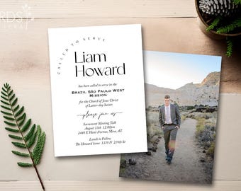 LDS Missionary, Missionary Farewell invitation, Modern Photo DIY digital announcement, invite, Sister, Elder, Printable: Liam/Lilah