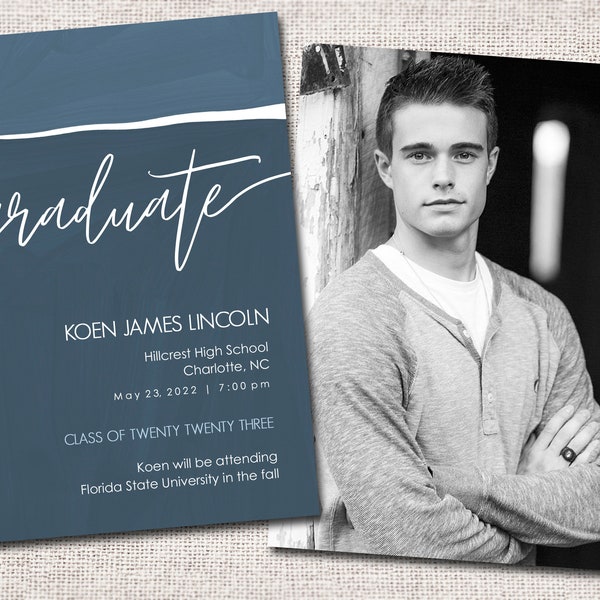 Graduation Announcement, Graduation Invitation, Photo Graduation Announcement, Graduation Party, Printable Graduation Announcement - Koen